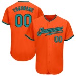 Benutzerdefiniertes Teal-Schwarzes Baseballtrikot Orange Authentic