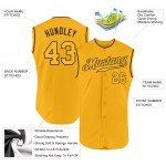 Authentisches Gold-Schwarzes Baseball-Trikot, ärmellos, goldfarben Authentisches Gold-Schwarzes Baseball-Trikot, ärmellos, goldfarben