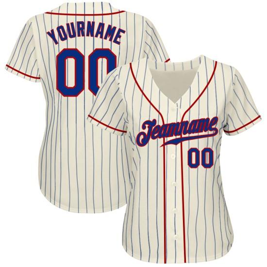 Royal Custom Jersey Nadelstreifen Creme Baseball Royal-Rot Authentic Royal Custom Jersey Nadelstreifen Creme Baseball Royal-Rot Authentic