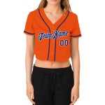 V-Ausschnitt Orange Cropped Baseball Custom Royal-White Jersey Damen
