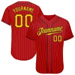 Jersey Gold Authentic Custom Baseball Rot Nadelstreifen Gold-Schwarz Jersey Gold Authentic Custom Baseball Rot Nadelstreifen Gold-Schwarz