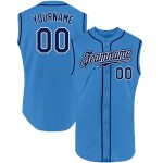Custom Baseball Blau Marine-Weiß Authentic Powder Jersey Ärmellos
