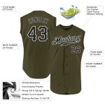 Service Baseball Custom Ärmelloses Schwarz-Weiß Olive Authentic Salute To Jersey Service Baseball Custom Ärmelloses Schwarz-Weiß Olive Authentic Salute To Jersey