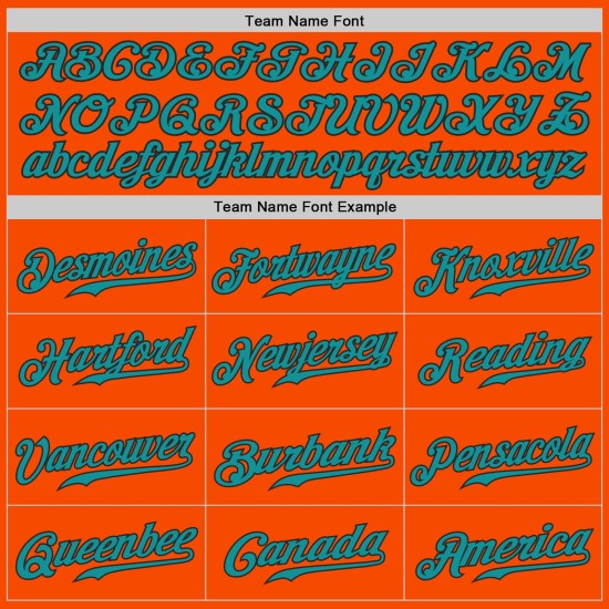 Benutzerdefiniertes Teal-Schwarzes Baseballtrikot Orange Authentic