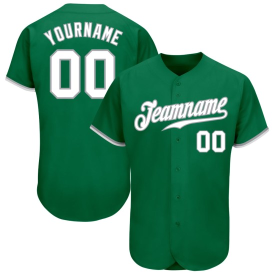 Authentisches Baseball-Grüntrikot Custom Weiß-Grau Kelly Authentisches Baseball-Grüntrikot Custom Weiß-Grau Kelly