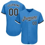 Baseball Jersey Puderblau Schwarz-Weiß Custom Authentic