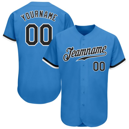 Baseball Jersey Puderblau Schwarz-Weiß Custom Authentic