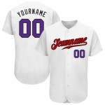 Weiß Lila-Rot Authentic Custom Jersey Baseball