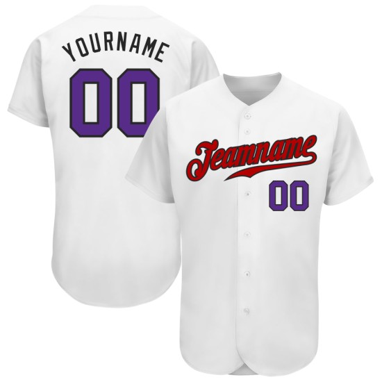 Weiß Lila-Rot Authentic Custom Jersey Baseball