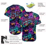 Schwarz-Rosa Custom Stars Baseball Authentisches Muster 3D Jersey Geometrische Kreative Figuren Herzen