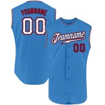 Jersey Custom Powder Authentic Baseball Blau Weiß-Rot Ärmellos Jersey Custom Powder Authentic Baseball Blau Weiß-Rot Ärmellos
