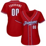 Baseball Trikot Custom Authentic Weiß-Royalrot