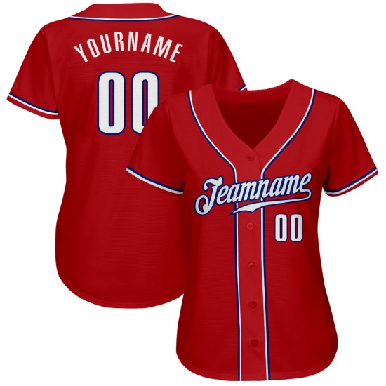 Baseball Trikot Custom Authentic Weiß-Royalrot