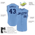 Baseball Hellblau Authentic Navy-Weiß Ärmelloses Custom-Trikot