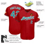 Baseball Trikot Custom Authentic Rot Blaugrün-Weiß
