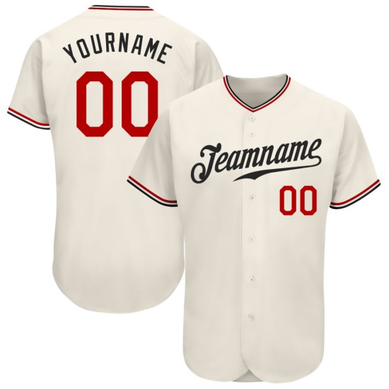 Authentisches Baseball-Cremetrikot Custom Rot-Schwarz