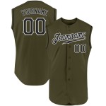 Service Baseball Custom Ärmelloses Schwarz-Weiß Olive Authentic Salute To Jersey Service Baseball Custom Ärmelloses Schwarz-Weiß Olive Authentic Salute To Jersey
