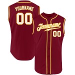 Authentisches Trikot Crimson Baseball Custom Weiß-Gold Ärmellos Authentisches Trikot Crimson Baseball Custom Weiß-Gold Ärmellos
