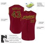 Benutzerdefiniertes ärmelloses authentisches karmesinrotes schwarz-goldenes Baseballtrikot