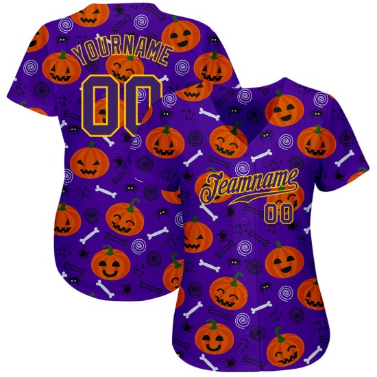 Jersey Kürbisse 3D Muster Custom Halloween Authentische Baseball