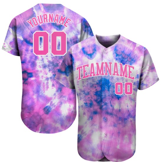 Jersey Custom Authentic Tie Dye Pink-Weiß 3D Baseball Jersey Custom Authentic Tie Dye Pink-Weiß 3D Baseball