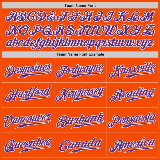 Authentisches Baseball-Trikot Lila-Weiß Orange Custom Authentisches Baseball-Trikot Lila-Weiß Orange Custom