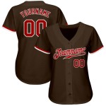 Braunes authentisches rot-weißes Baseballtrikot nach Maß