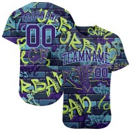 Abstraktes Design Baseball 3D-Muster Authentisches Graffiti Custom Jersey