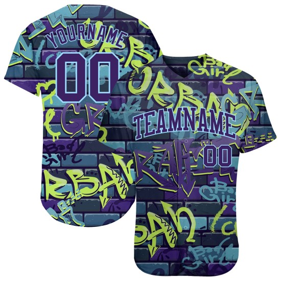 Abstraktes Design Baseball 3D-Muster Authentisches Graffiti Custom Jersey Abstraktes Design Baseball 3D-Muster Authentisches Graffiti Custom Jersey