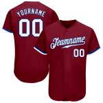 Weiß-Royal Custom Authentic Jersey Baseball Crimson