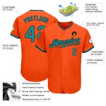 Benutzerdefiniertes Teal-Schwarzes Baseballtrikot Orange Authentic