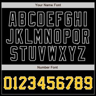 Benutzerdefiniertes schwarzes Baseball-Trikot in Gold-Weiß Benutzerdefiniertes schwarzes Baseball-Trikot in Gold-Weiß