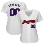 Weiß Lila-Rot Authentic Custom Jersey Baseball