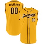 Jersey Braun-Creme Ärmellos Authentic Baseball Gold Custom