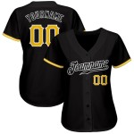 Benutzerdefiniertes schwarzes Baseball-Trikot in Gold-Weiß