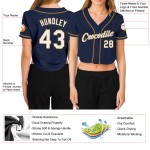 Beschnittenes Gold Custom Weiß-Old Baseball Navy Damen V-Ausschnitt Jersey Beschnittenes Gold Custom Weiß-Old Baseball Navy Damen V-Ausschnitt Jersey