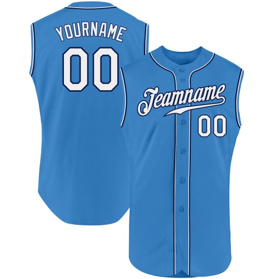 Ärmelloses Baseball Blau Weiß-Marineblau Custom Powder Jersey Authentic Ärmelloses Baseball Blau Weiß-Marineblau Custom Powder Jersey Authentic