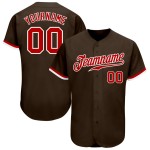 Braunes authentisches rot-weißes Baseballtrikot nach Maß