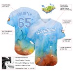 Hellblau-Weißes Jersey Authentic Tie Dye Custom Baseball 3D