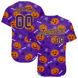 Jersey Kürbisse 3D Muster Custom Halloween Authentische Baseball