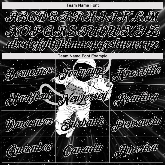 Kurzes Damen Baseball Astronaut V-Ausschnitt Schwarz Schwarz-Weiß Custom 3D Jersey