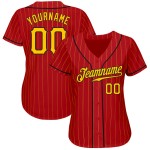 Jersey Gold Authentic Custom Baseball Rot Nadelstreifen Gold-Schwarz Jersey Gold Authentic Custom Baseball Rot Nadelstreifen Gold-Schwarz