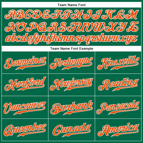 Ärmelloses Baseball Custom Authentic Kelly Jersey Grün Orange-Weiß
