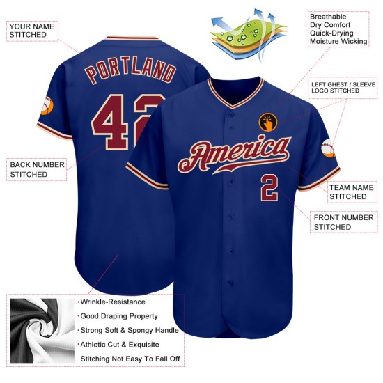 Crimson-City Royal Cream Custom Jersey Authentic Baseball