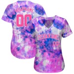 Jersey Custom Authentic Tie Dye Pink-Weiß 3D Baseball Jersey Custom Authentic Tie Dye Pink-Weiß 3D Baseball