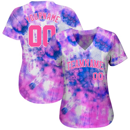 Jersey Custom Authentic Tie Dye Pink-Weiß 3D Baseball Jersey Custom Authentic Tie Dye Pink-Weiß 3D Baseball