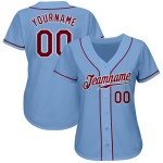 Jersey Authentic Baseball Crimson-Weiß Custom Hellblau Jersey Authentic Baseball Crimson-Weiß Custom Hellblau