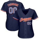 Navy Custom Authentic Jersey Powder Baseball Blau-Orange