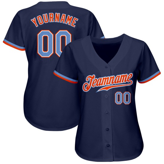 Navy Custom Authentic Jersey Powder Baseball Blau-Orange