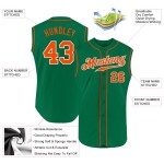 Ärmelloses Baseball Custom Authentic Kelly Jersey Grün Orange-Weiß